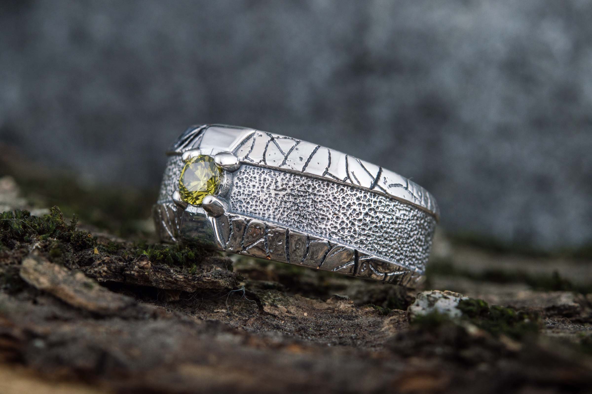 Handmade Ring with CZ Sterling Silver Fashion Jewelry - vikingworkshop