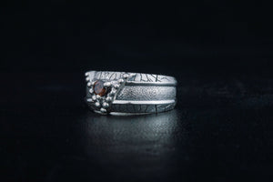 Ring with Cubic Zirconia Gem Sterling Silver Handmade Jewelry - vikingworkshop