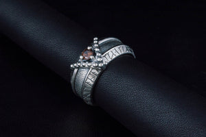 Ring with Cubic Zirconia Gem Sterling Silver Handmade Jewelry - vikingworkshop