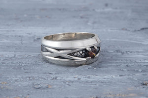 Handmade Ring with Cubic Zirconia Gem Sterling Silver Jewelry - vikingworkshop