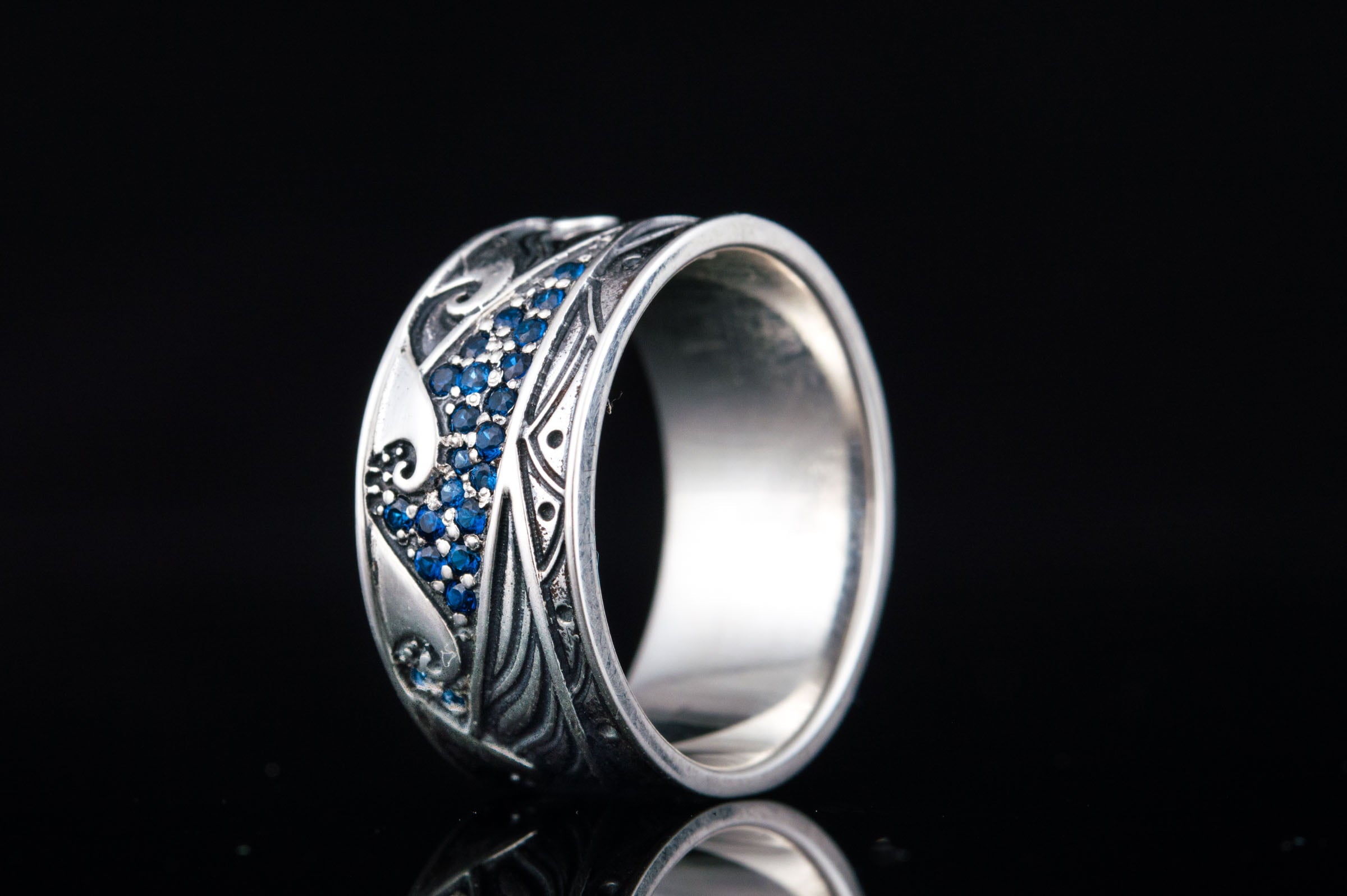 Ring with CZ Sterling Silver Fashion Handmade Jewelry - vikingworkshop