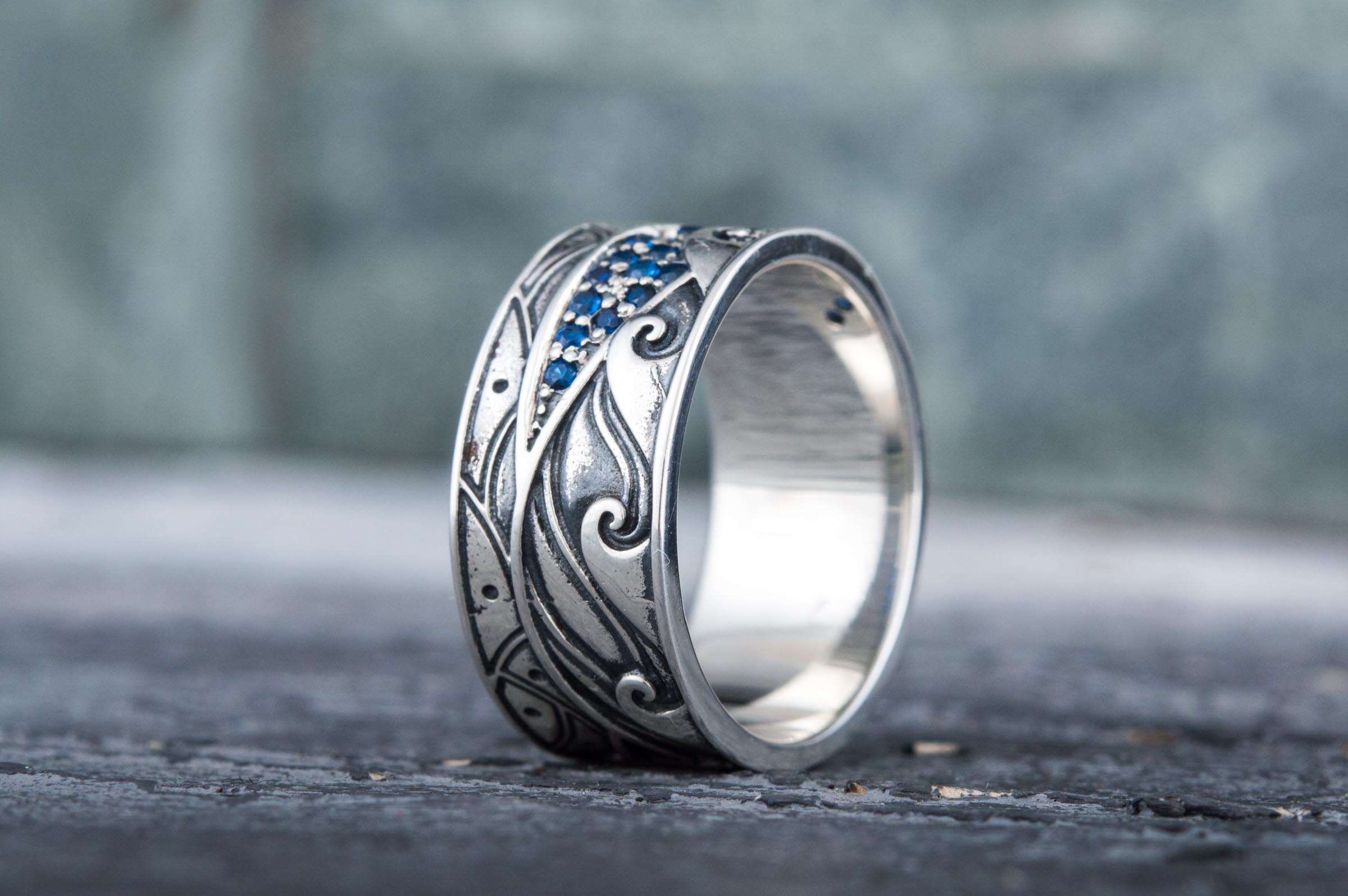 Ring with CZ Sterling Silver Fashion Handmade Jewelry - vikingworkshop