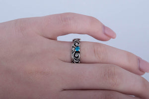 Handmade Fashion RIng with Blue Cubic Zirconia Sterling Silver Jewelry - vikingworkshop