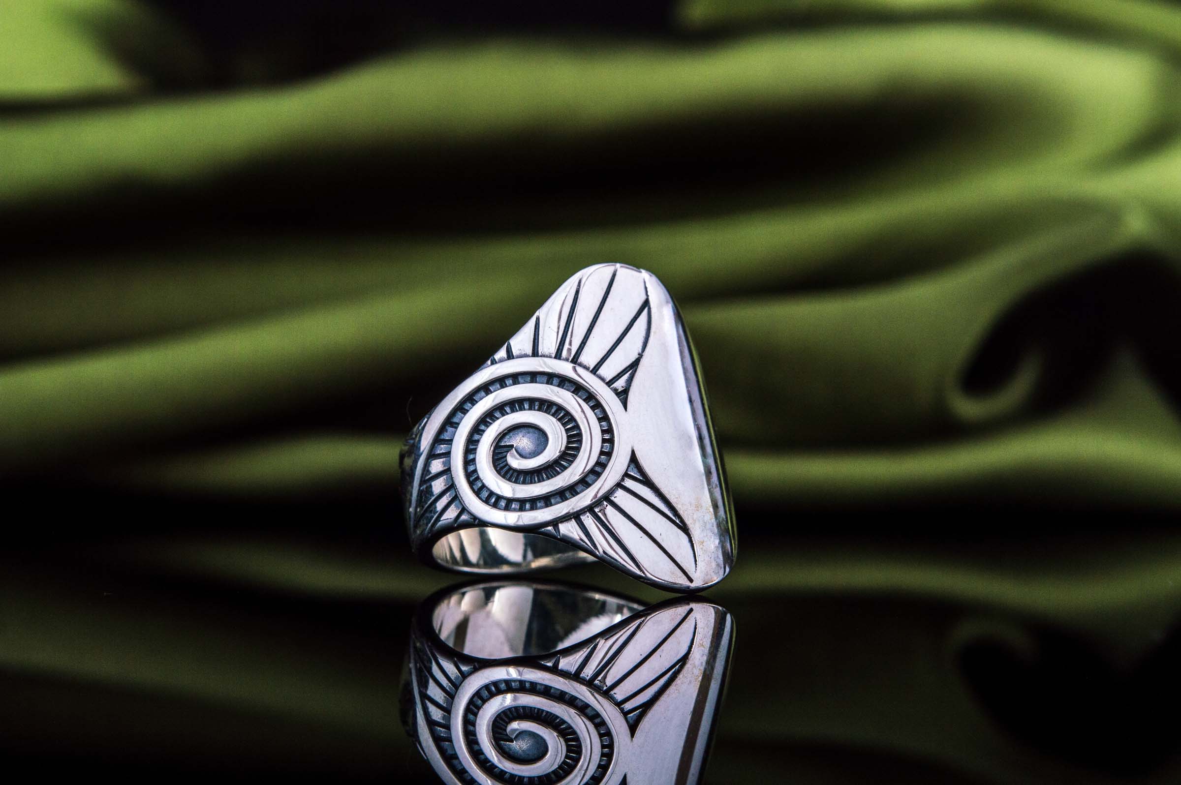 Fashion Boho Ring with Shell Sterling Silver Handmade Jewelry - vikingworkshop