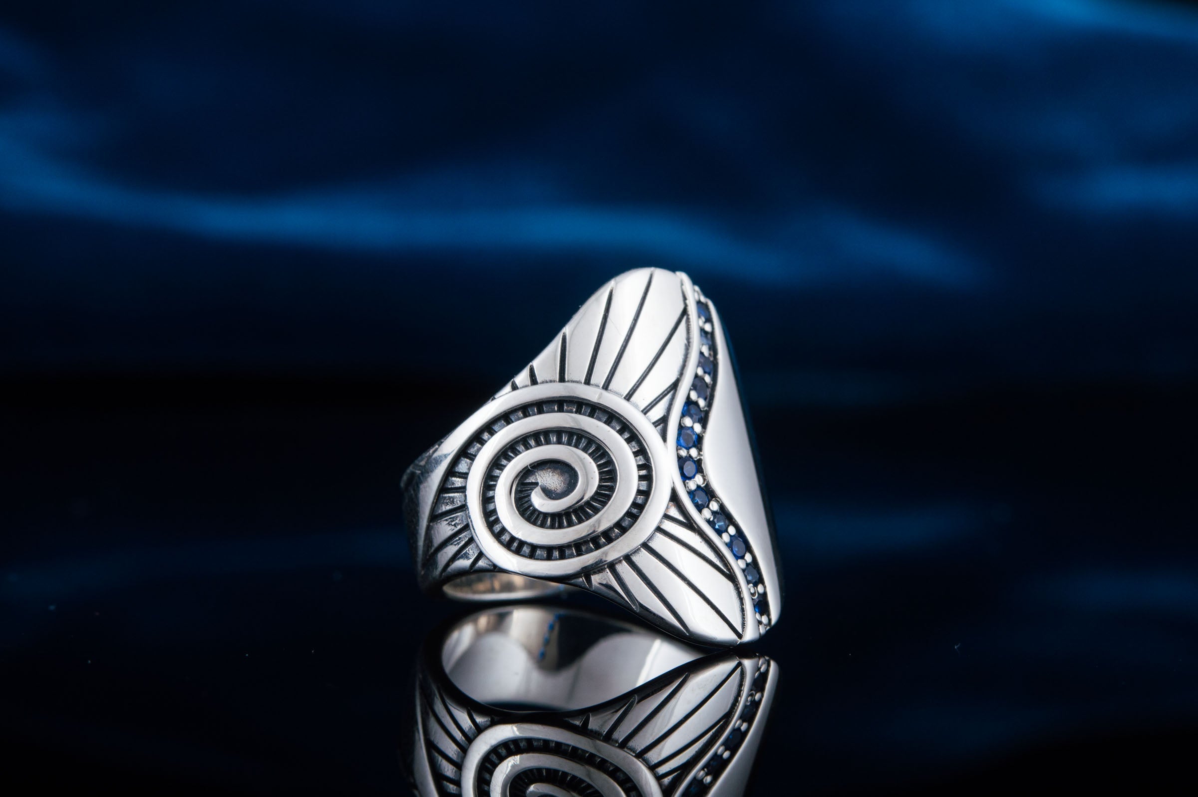 Boho Fashion Ring with Cubic Zirconia Sterling Silver Handmade Jewelry - vikingworkshop