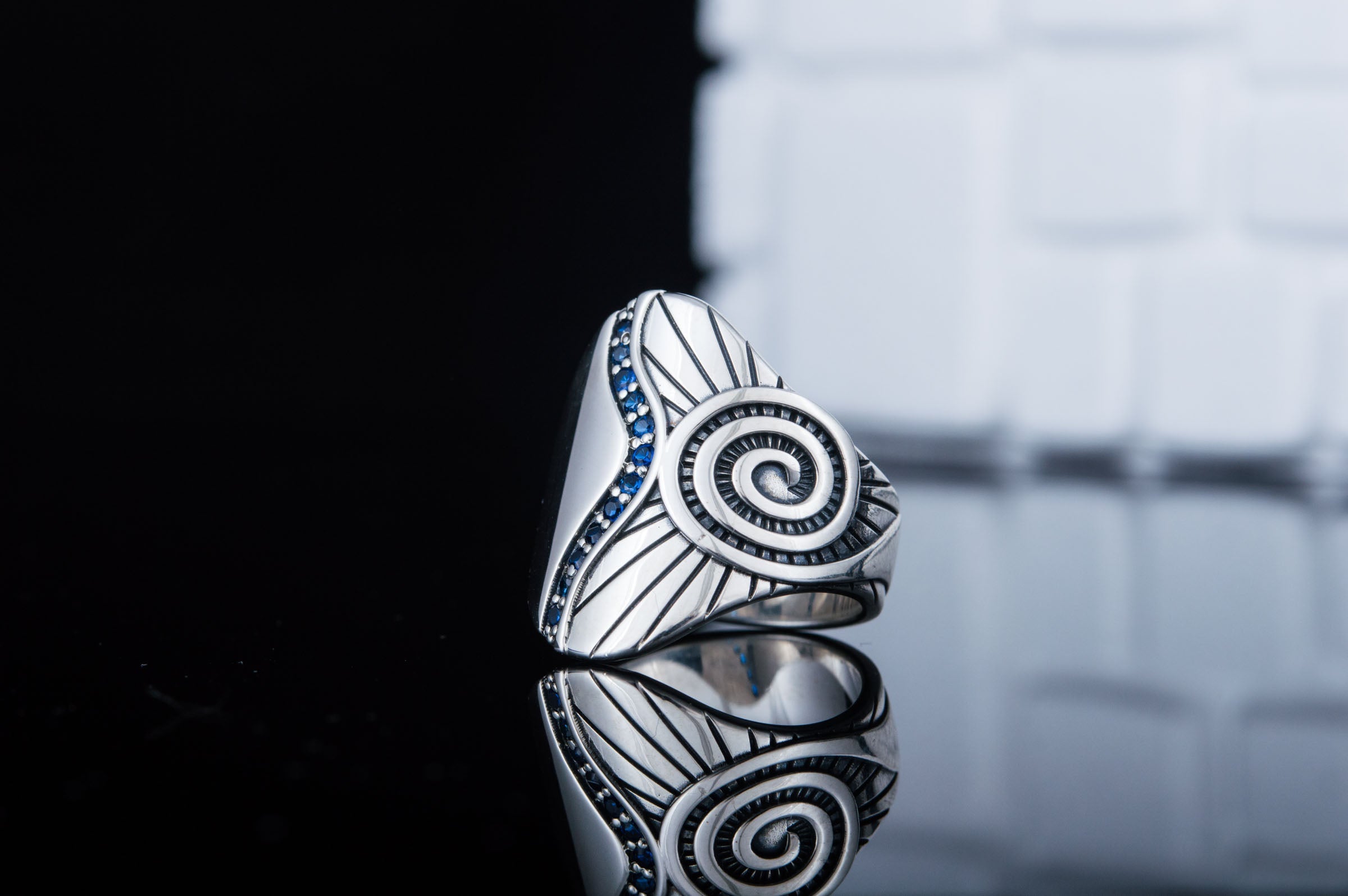 Boho Fashion Ring with Cubic Zirconia Sterling Silver Handmade Jewelry - vikingworkshop