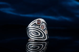 Boho Ring with Gems Sterling Silver Handmade Fashion Jewelry - vikingworkshop