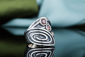 Boho Ring with Gems Sterling Silver Handmade Fashion Jewelry - vikingworkshop