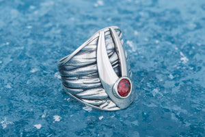 Boho Fashion Ring with Gem Sterling Silver Handmade Jewelry - vikingworkshop