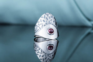 Fashion Ring with Garnet Sterling Silver Jewelry - vikingworkshop