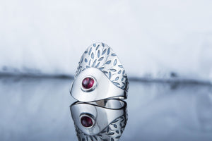 Fashion Ring with Garnet Sterling Silver Jewelry - vikingworkshop