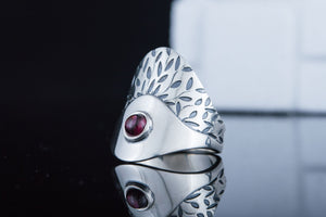 Fashion Ring with Garnet Sterling Silver Jewelry - vikingworkshop