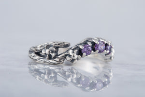 Fashion Ring with CZ Sterling Silver Handmade Jewelry - vikingworkshop