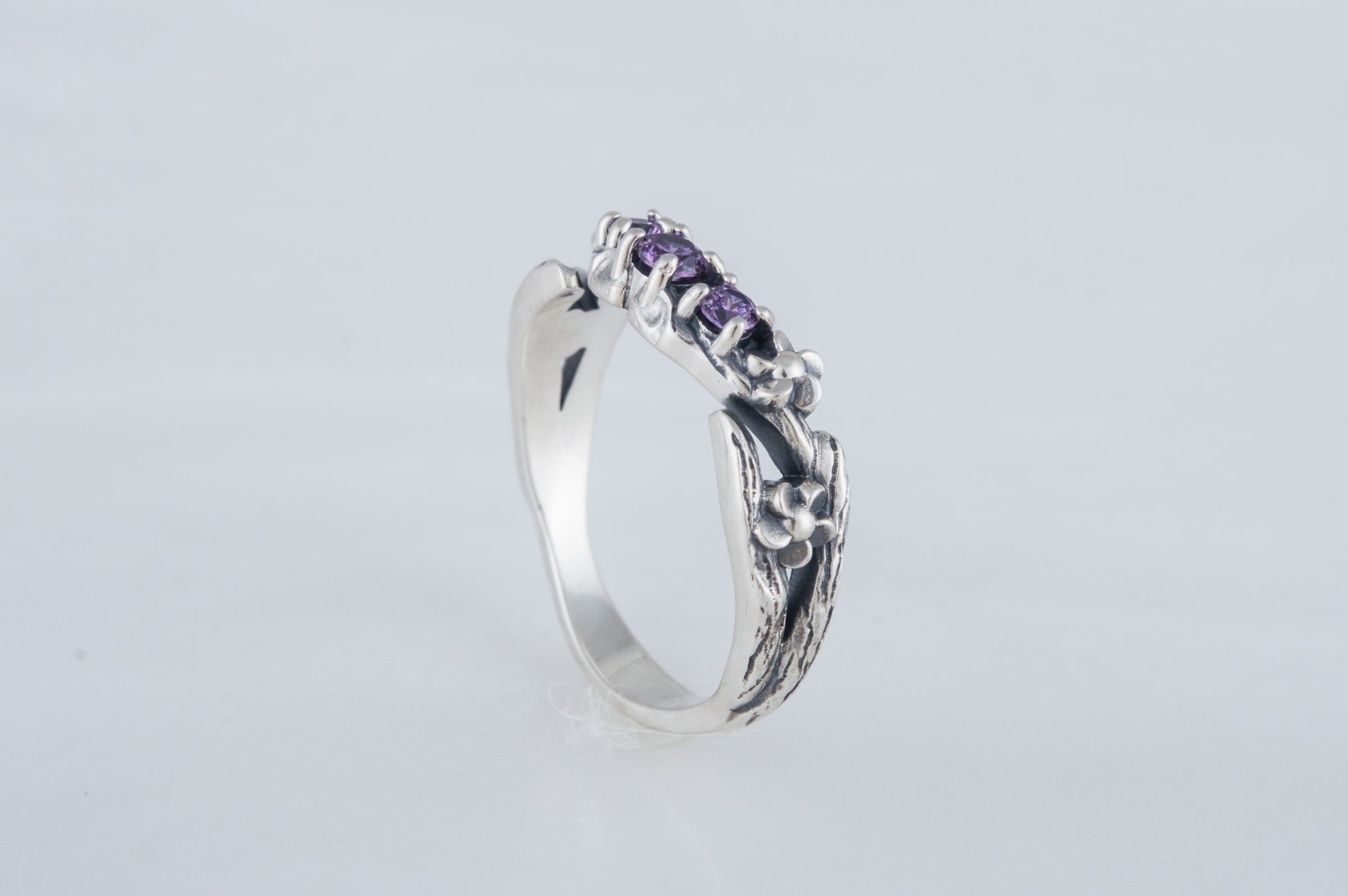 Fashion Ring with CZ Sterling Silver Handmade Jewelry - vikingworkshop