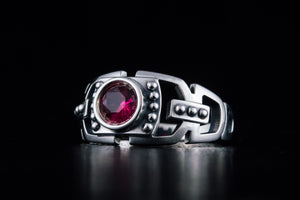 Fashion Ring with Red Cubic Zirconia Sterling Silver Jewelry - vikingworkshop