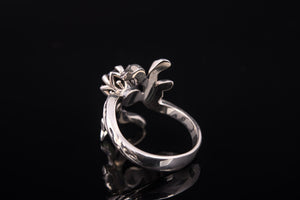 Sterling Silver Tree Branch with Garnet Ring, Handmade Fashion Jewelry - vikingworkshop