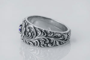 Baroque Ornament Purple Gem Ring 925 Silver - vikingworkshop