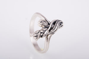 925 Silver Tiny Flower Ring with Leaves, Unique Handmade Jewelry - vikingworkshop