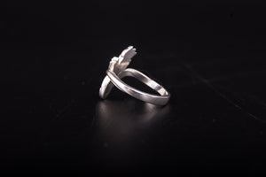 925 Silver Tiny Flower Ring with Leaves, Unique Handmade Jewelry - vikingworkshop