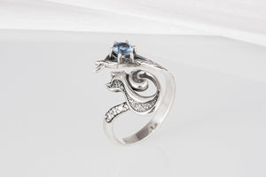 Stylish 925 silver Fashion ring with Gem, handcrafted jewelry - vikingworkshop