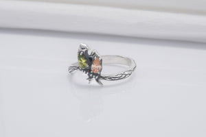 Bird 925 Silver Animal Ring With Gems Handmade Jewelry - vikingworkshop