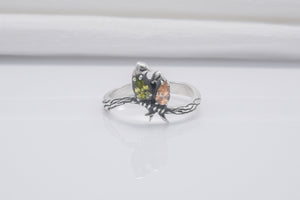 Bird 925 Silver Animal Ring With Gems Handmade Jewelry - vikingworkshop