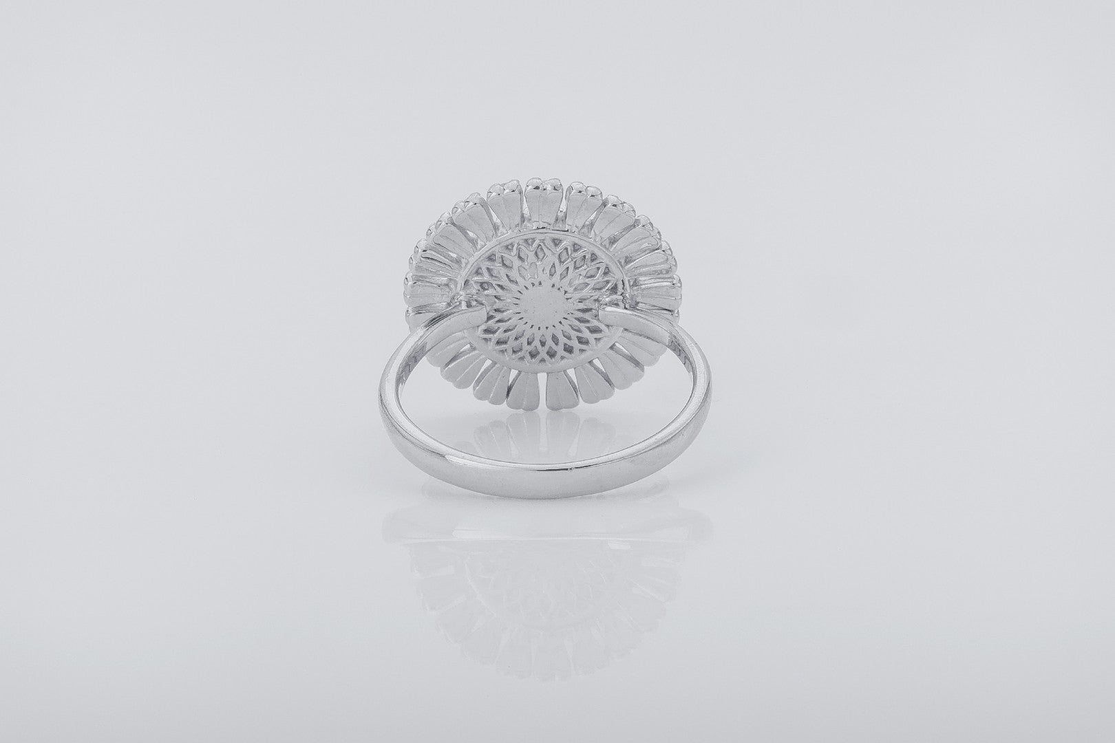 Sunflower Ring with Gems, Rhodium Plated 925 Silver - vikingworkshop