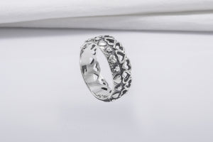 Minimalistic Sterling Silver Ring With Heart Crown And Gems, Handcrafted Jewelry - vikingworkshop