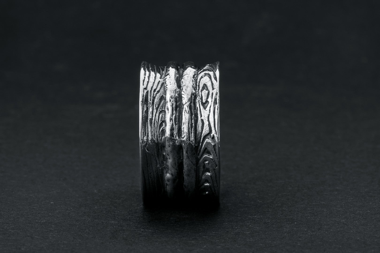 Wood Texture Ring, 925 silver - vikingworkshop