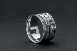 Wood Texture Ring, 925 silver - vikingworkshop