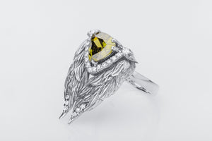 Bird Wings 925 Silver Ring with Gems - vikingworkshop