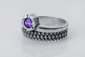 Thistle Purple Gem Ring, 925 silver - vikingworkshop