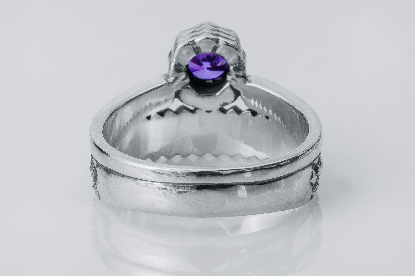 Thistle Purple Gem Ring, 925 silver - vikingworkshop