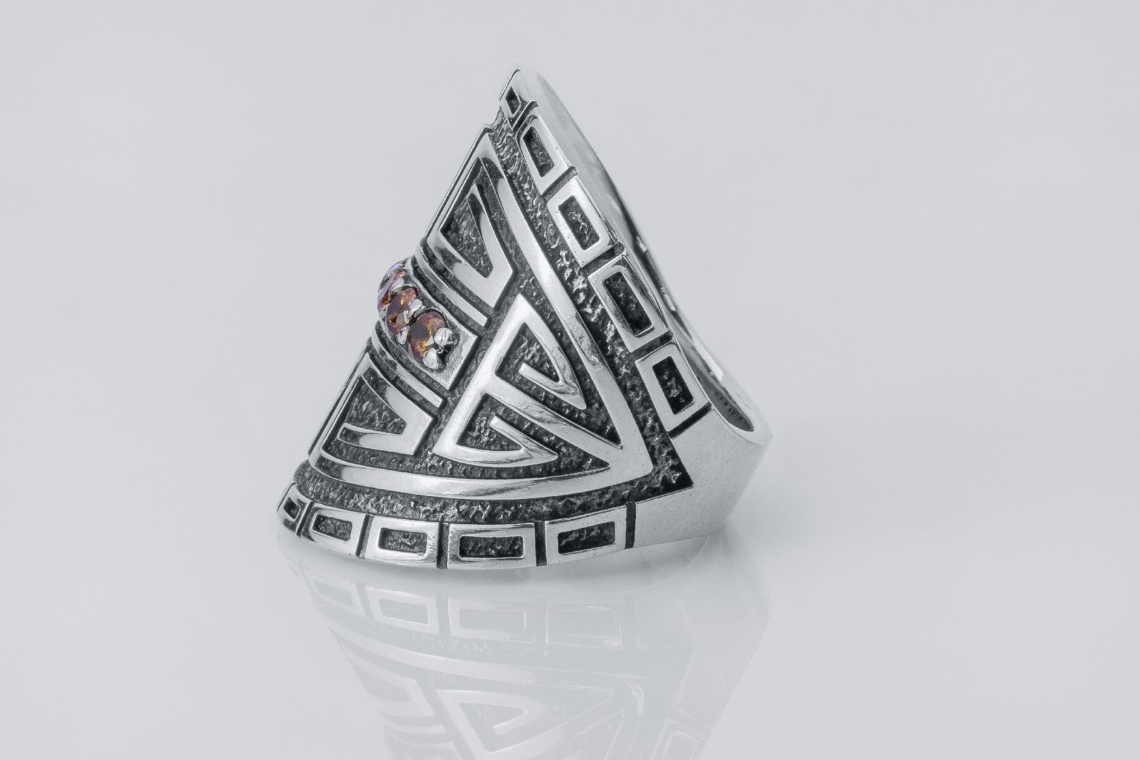 Stylish Statement Ring with Gems, 925 Silver - vikingworkshop