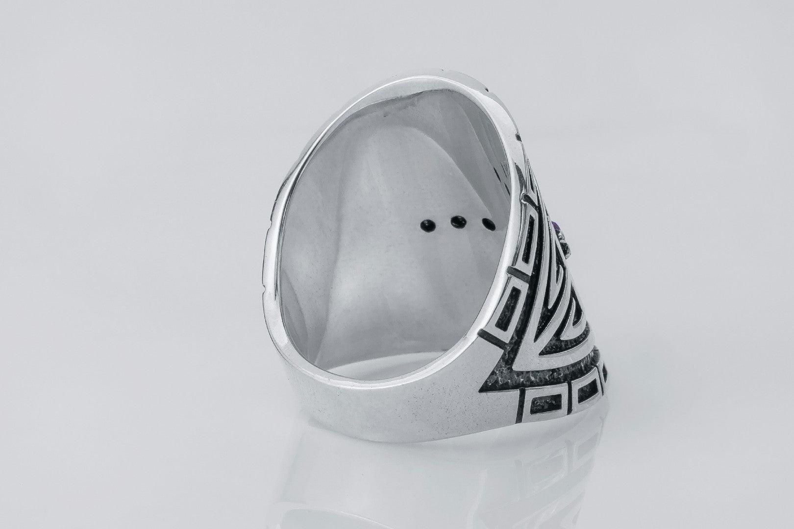 Stylish Statement Ring with Gems, 925 Silver - vikingworkshop