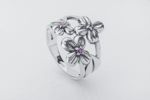 Flowers Nature Ring with Gemstones - vikingworkshop