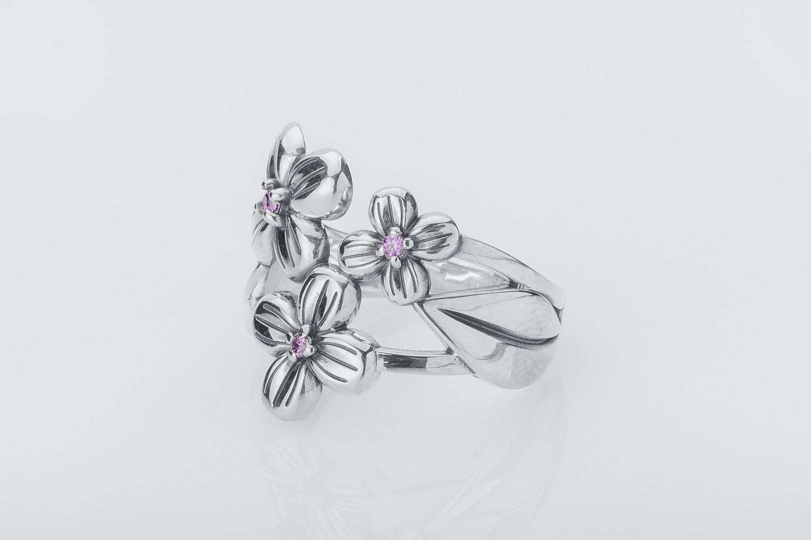 Flowers Nature Ring with Gemstones - vikingworkshop