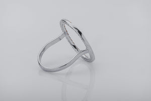 Simple Round Ring with Orange Gems, Rhodium Plated 925 Silver - vikingworkshop