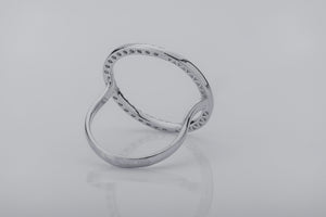 Simple Round Ring with Orange Gems, Rhodium Plated 925 Silver - vikingworkshop