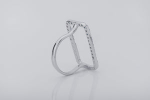 Simple Rectangular Ring with Blue Gems, Rhodium Plated 925 Silver - vikingworkshop