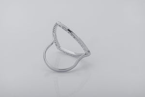 Simple Triangular Ring with Blue Gems, Rhodium Plated 925 Silver - vikingworkshop