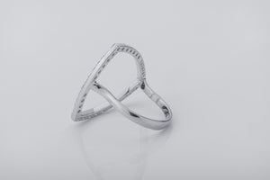 Simple Triangular Ring with Blue Gems, Rhodium Plated 925 Silver - vikingworkshop