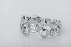 Oxygen Bubbles Ring, Rhodium Plated 925 Silver - vikingworkshop