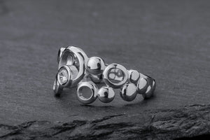 Oxygen Bubbles Ring, Rhodium Plated 925 Silver - vikingworkshop