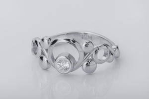 Oxygen Molecule Interpritation Ring, Rhodium Plated 925 Silver - vikingworkshop