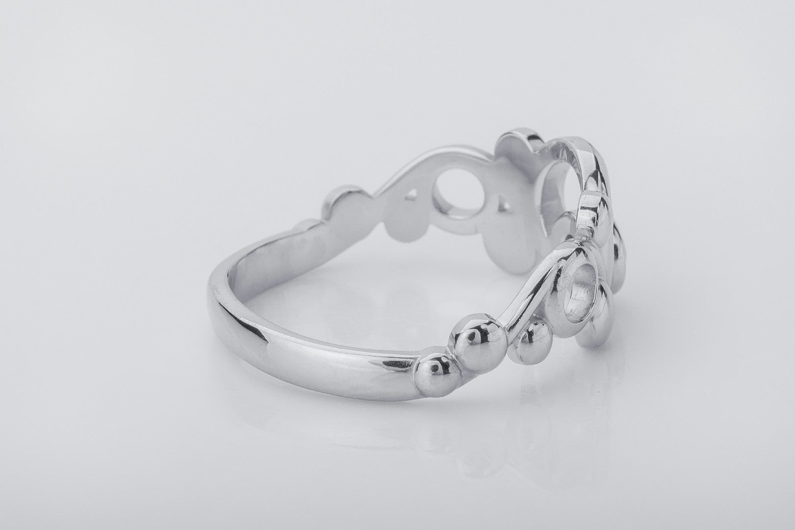 Oxygen Molecule Interpritation Ring, Rhodium Plated 925 Silver - vikingworkshop