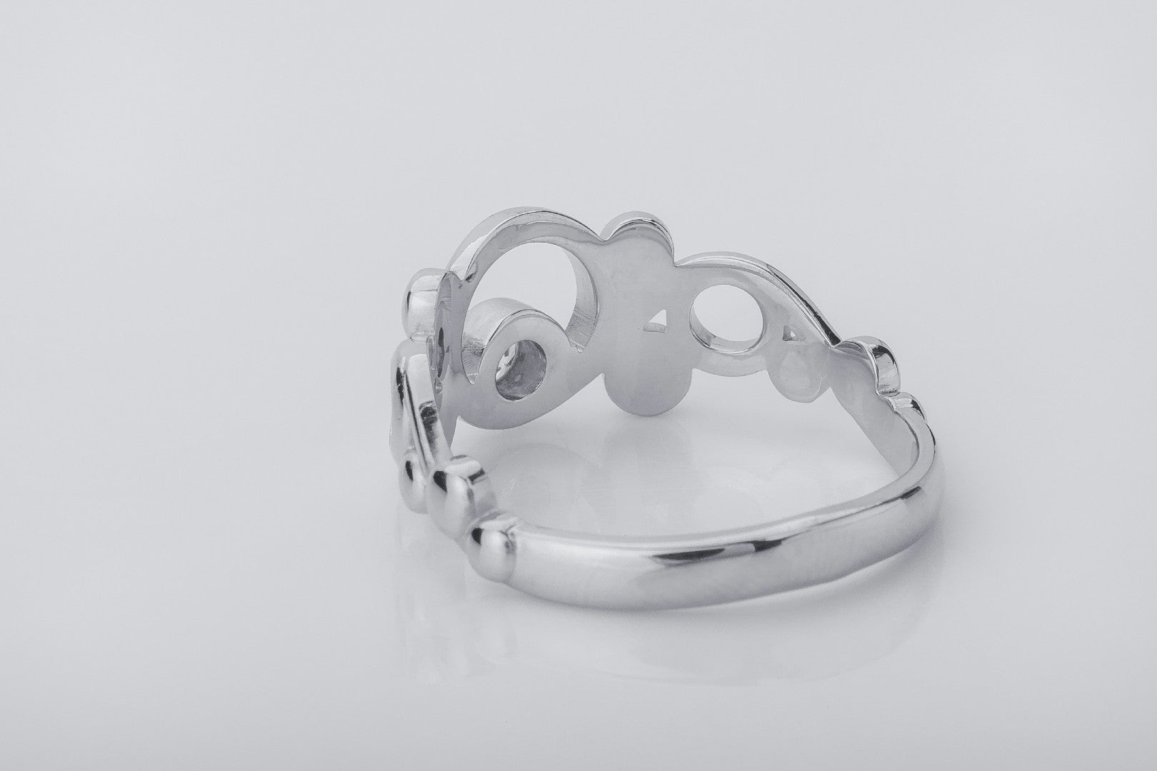 Oxygen Molecule Interpritation Ring, Rhodium Plated 925 Silver - vikingworkshop