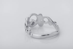 Oxygen Molecule Interpritation Ring, Rhodium Plated 925 Silver - vikingworkshop