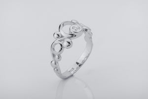 Oxygen Molecule Interpritation Ring, Rhodium Plated 925 Silver - vikingworkshop