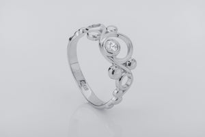 Oxygen Molecule Interpritation Ring, Rhodium Plated 925 Silver - vikingworkshop